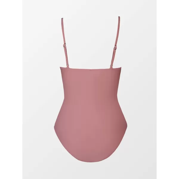 imageCUPSHE Womens One Piece Swimsuit Tummy Control V Neck Bathing SuitsBean Pink