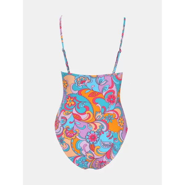 imageCUPSHE Womens One Piece Swimsuit Tummy Control V Neck Bathing SuitsBoho Paisley Print