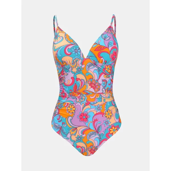 imageCUPSHE Womens One Piece Swimsuit Tummy Control V Neck Bathing SuitsBoho Paisley Print