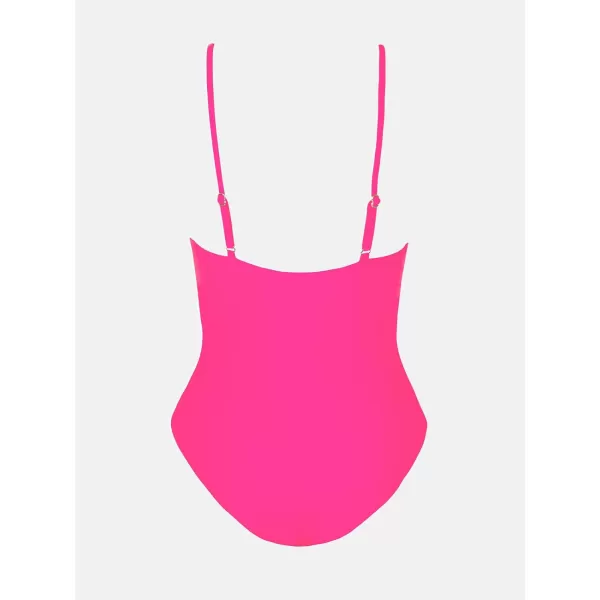imageCUPSHE Womens One Piece Swimsuit Tummy Control V Neck Bathing SuitsDeep Pink