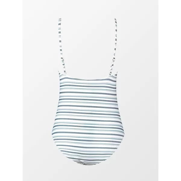 imageCUPSHE Womens One Piece Swimsuit Tummy Control V Neck Bathing SuitsHorizontal Stripes