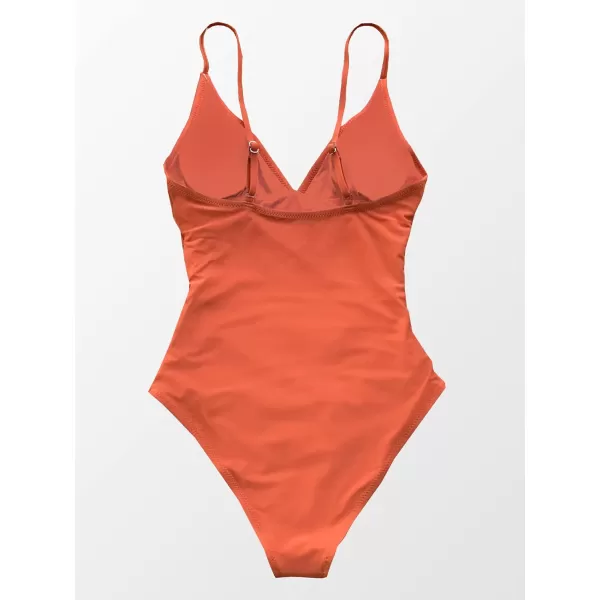 imageCUPSHE Womens One Piece Swimsuit Tummy Control V Neck Bathing SuitsOrange