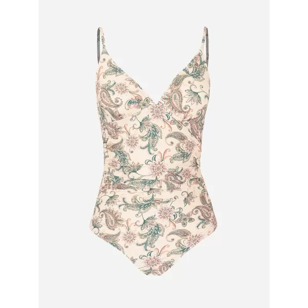 imageCUPSHE Womens One Piece Swimsuit Tummy Control V Neck Bathing SuitsPaisley Print