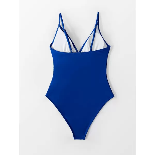 imageCUPSHE Womens One Piece Swimsuit Tummy Control V Neck Bathing SuitsRoyal Blue