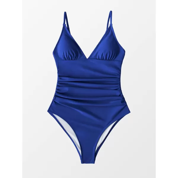 imageCUPSHE Womens One Piece Swimsuit Tummy Control V Neck Bathing SuitsRoyal Blue