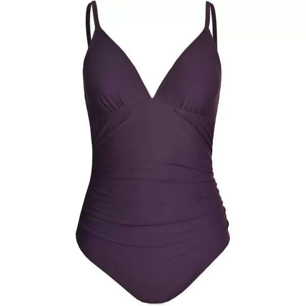 imageCUPSHE Womens One Piece Swimsuit Tummy Control V Neck Bathing SuitsTwilight Purple