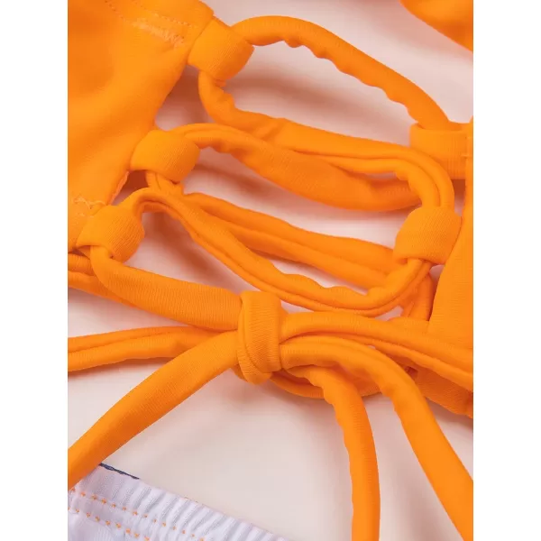 imageCUPSHE Womens One Piece Swimsuit Twist Cutout Front Crisscross Lace Up BackOrange