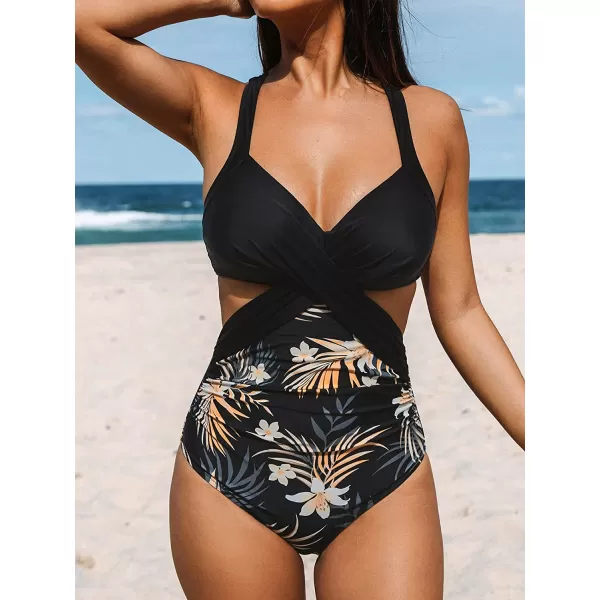 imageCUPSHE Womens One Piece Swimsuit V Neck Colorblock Bathing SuitMulticolor
