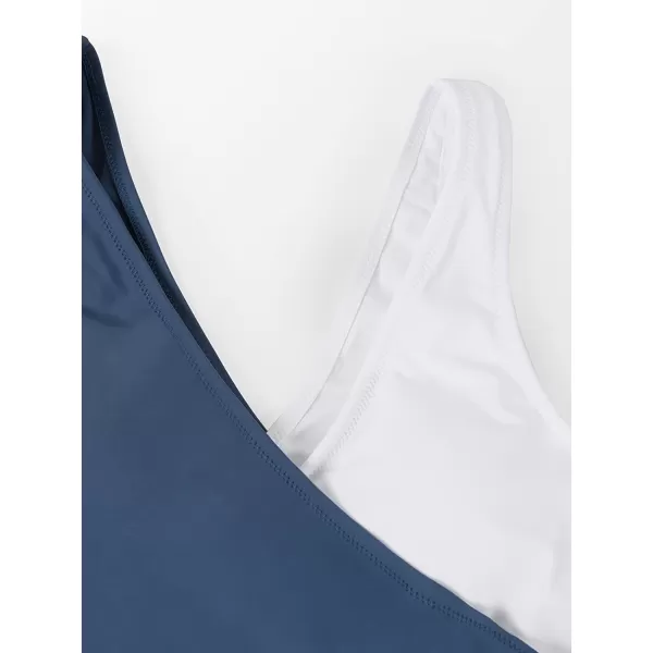 imageCUPSHE Womens One Piece Swimsuit Wrap Color Block Tie Side Bathing SuitBlue
