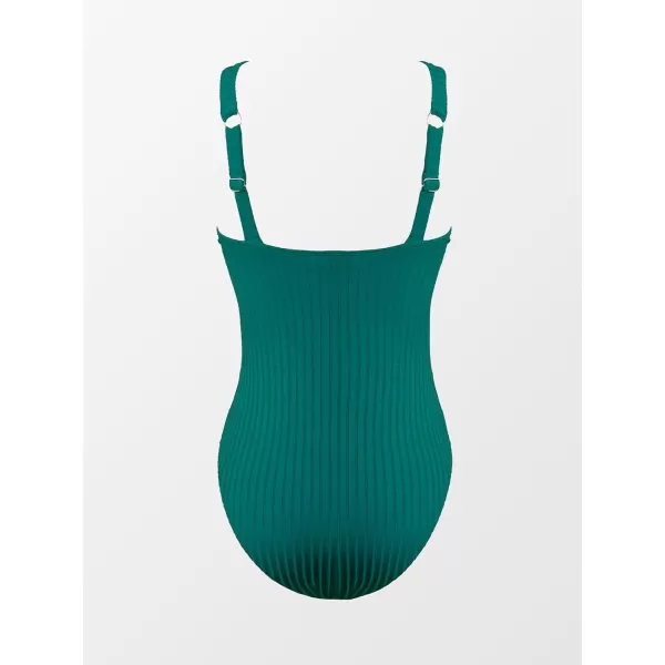 imageCUPSHE Womens One Piece Swimsuits Bathing Suit Ribbed Cutout Crisscross Front SwimwearGreen