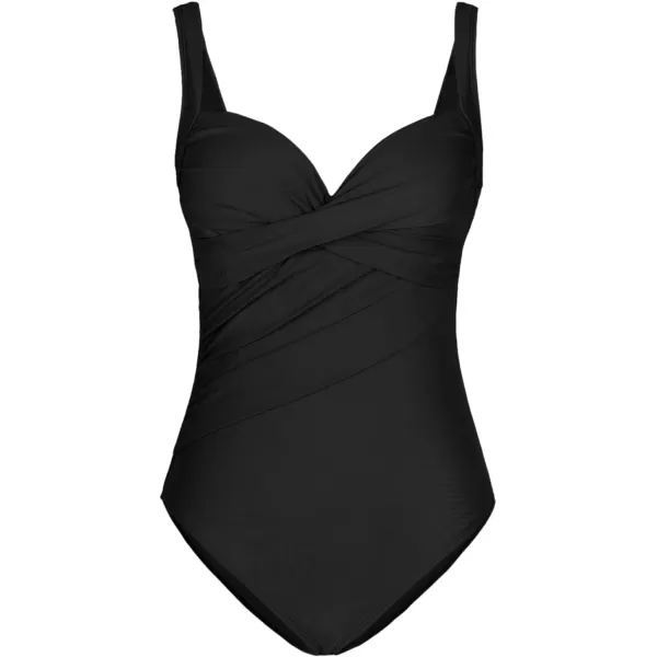imageCUPSHE Womens One Piece Swimsuits Bathing Suits V Neck Twist Ruched Wide Straps U Back Tummy ControlBlack