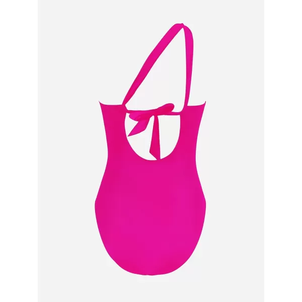imageCUPSHE Womens One Piece Swimsuits Ruched Bathing Suit Tummy Control Back Tie Mutiple Ways WearingMagenta