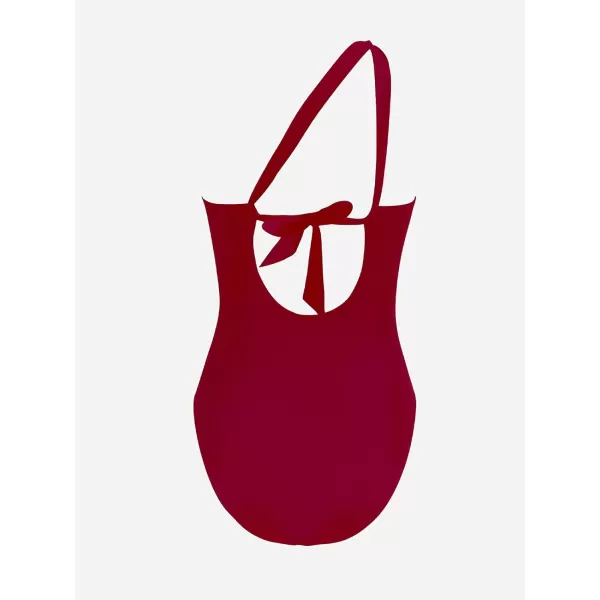 imageCUPSHE Womens One Piece Swimsuits Ruched Bathing Suit Tummy Control Back Tie Mutiple Ways WearingRed