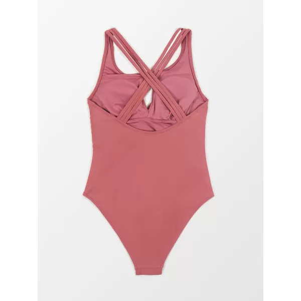 imageCUPSHE Womens One Piece V Neck Cutout O Ring SwimsuitRed