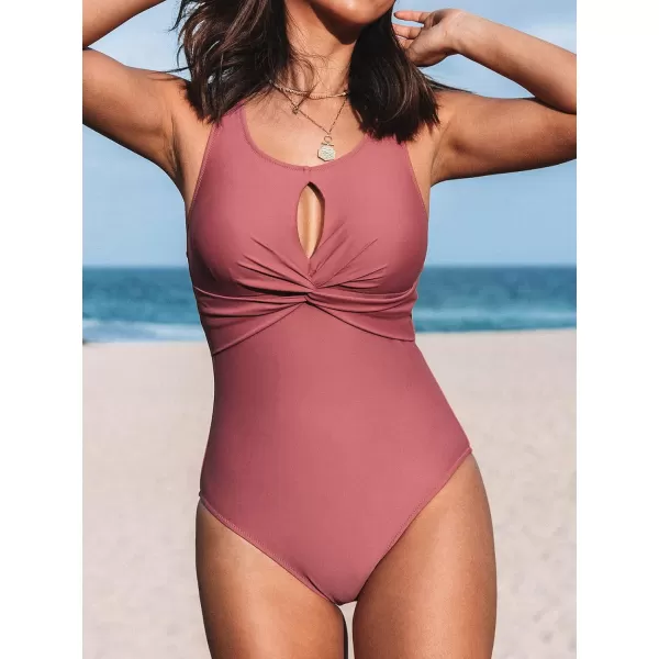 imageCUPSHE Womens One Piece V Neck Cutout O Ring SwimsuitRed