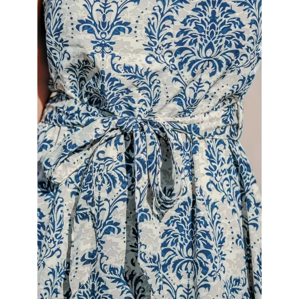 imageCUPSHE Womens One Shoulder Beach Dress Sleeveless Tie Waist Mini Summer Casual DressesBlue