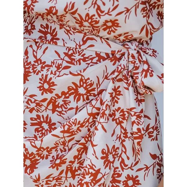 imageCUPSHE Womens One Shoulder Leaf Print Selftie Short Dress Sleeveless Tiered Hem Formal Dress Casual Mini DressRed