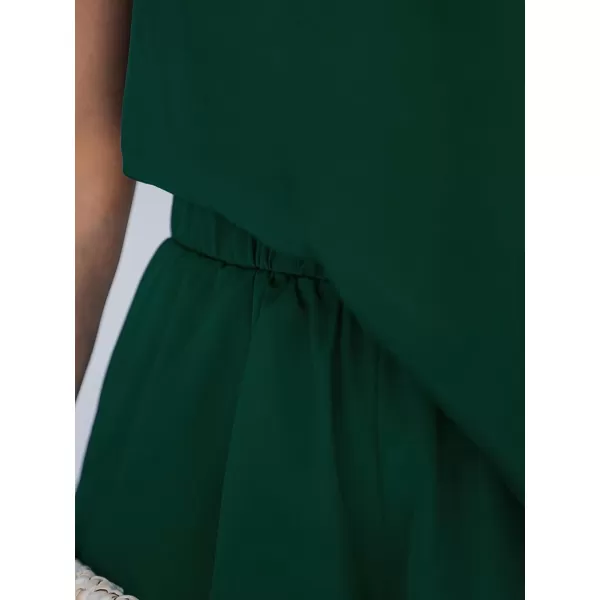imageCUPSHE Womens One Shoulder Romper Wide Leg Short Jumpsuits Outfit Sexy Casual DatingDark Green