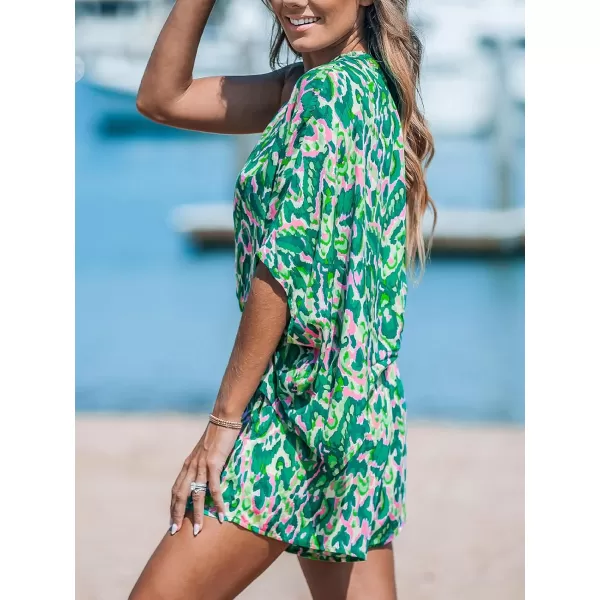 imageCUPSHE Womens One Shoulder Romper Wide Leg Short Jumpsuits Outfit Sexy Casual DatingGreen Leopard