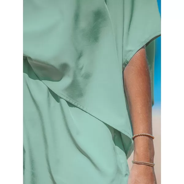 imageCUPSHE Womens One Shoulder Romper Wide Leg Short Jumpsuits Outfit Sexy Casual DatingLight Green