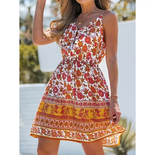 imageCUPSHE Womens Orange Floral Print Cami ALine Dress Cami VNeck Dress Sleeveless DressOrange Floral