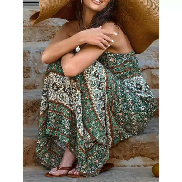 imageCUPSHE Womens Paisley Print Halter Long Dress Woven Ruched Front Maxi Formal DressGreen Floral