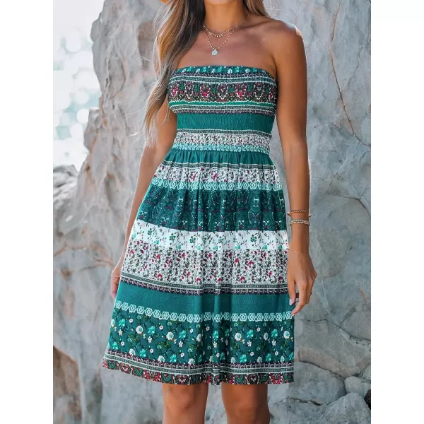 imageCUPSHE Womens Paisley Print Smocked Tube Dress Mini Aline Summer DressBlue Floral