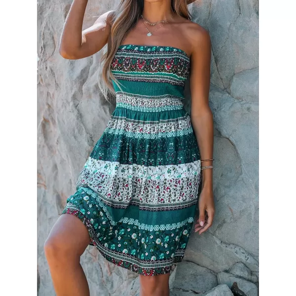imageCUPSHE Womens Paisley Print Smocked Tube Dress Mini Aline Summer DressBlue Floral