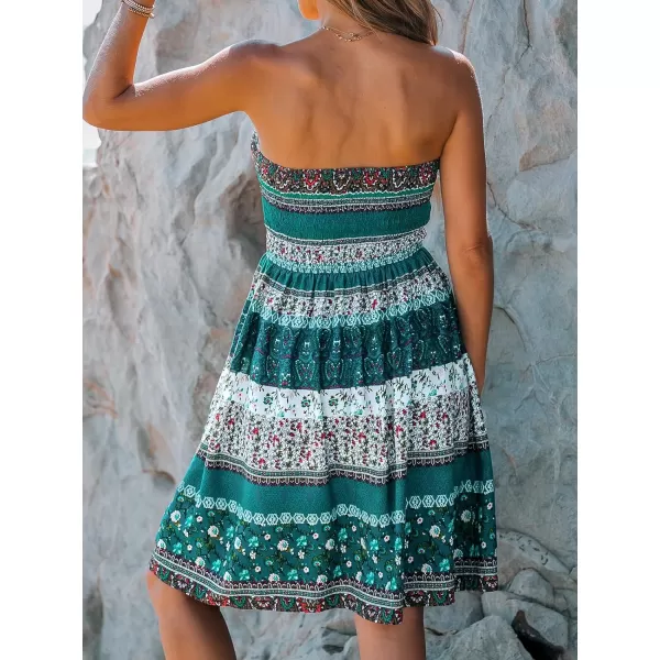 imageCUPSHE Womens Paisley Print Smocked Tube Dress Mini Aline Summer DressBlue Floral