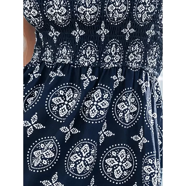 imageCUPSHE Womens Paisley Print Smocked Tube Dress Mini Aline Summer DressNavy Paisley