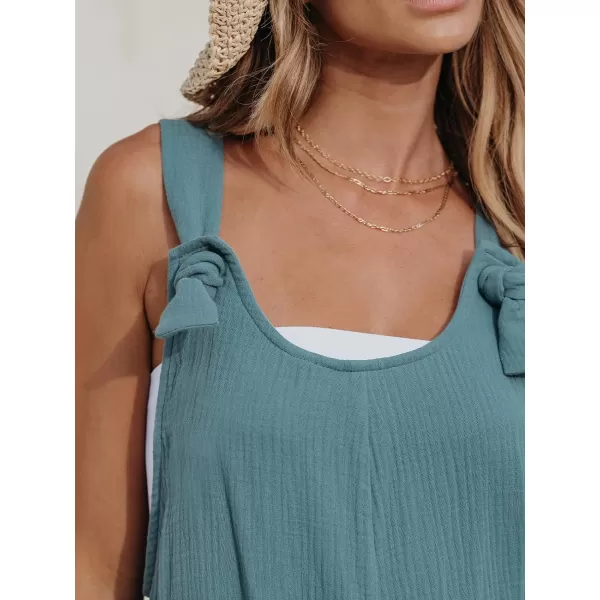 imageCUPSHE Womens Pinafore Romper Scoop Neck Sleeveless Overall Straight Leg Outfit with Front Patch Pockets CasualBlue