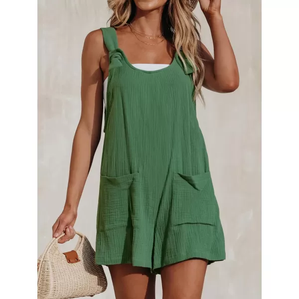 imageCUPSHE Womens Pinafore Romper Scoop Neck Sleeveless Overall Straight Leg Outfit with Front Patch Pockets CasualGreen