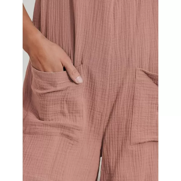 imageCUPSHE Womens Pinafore Romper Scoop Neck Sleeveless Overall Straight Leg Outfit with Front Patch Pockets CasualPink