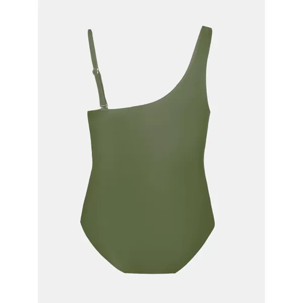 imageCUPSHE Womens Plus Size Swimsuit One Piece Bathing Suit Mesh Removable Straps SwimwearArmy Green