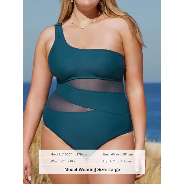imageCUPSHE Womens Plus Size Swimsuit One Piece Bathing Suit Mesh Removable Straps SwimwearCyan Blue
