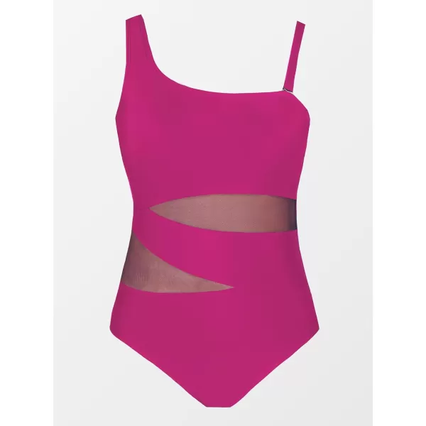 imageCUPSHE Womens Plus Size Swimsuit One Piece Bathing Suit Mesh Removable Straps SwimwearFuchsia Pink