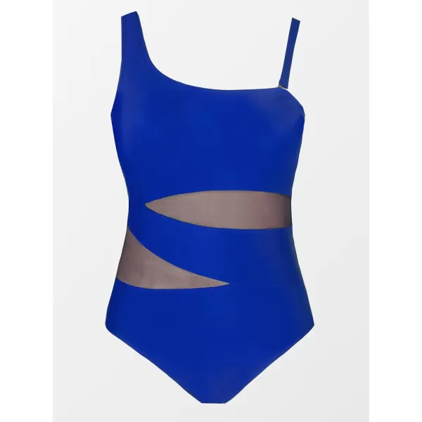 imageCUPSHE Womens Plus Size Swimsuit One Piece Bathing Suit Mesh Removable Straps SwimwearRoyal Blue