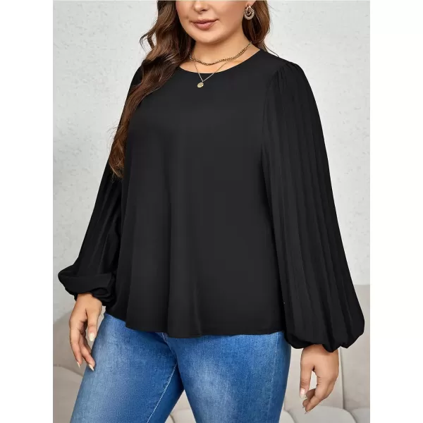 imageCUPSHE Womens Plus Size Tops Long Sleeve Blouses Casual Loose ShirtBlack