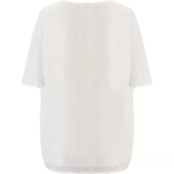 imageCUPSHE Womens Plus Size Tops Summer Short Sleeve Tshirts V Neck Cute Embroidered BlouseIvory