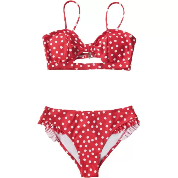 imageCUPSHE Womens Polka Dot Cutout Ruffles Back Hook Closure Bikini SetsRed