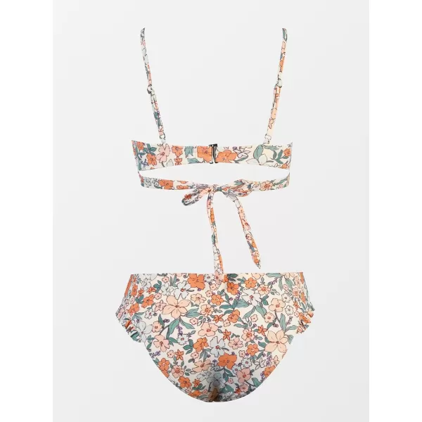 imageCUPSHE Womens Polka Dot Cutout Ruffles Back Hook Closure Bikini SetsYellow Floral