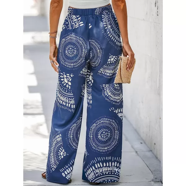 imageCUPSHE Womens Print High Waist Pants Blue Shorts with Wide LegBlue Floral