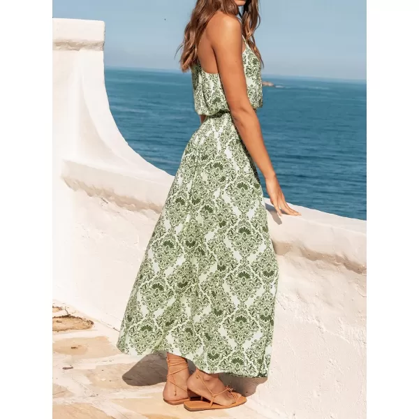 imageCUPSHE Womens Print OneShoulder Maxi Dress OneShoulder Neck Smocked Waist SundressGreen Floral