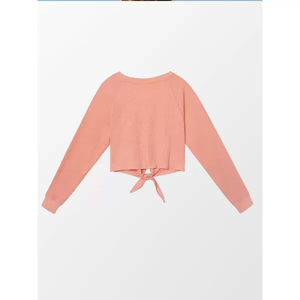 imageCUPSHE Womens Pull Over Long Sleeve Round Neck Sweatshirt Crop Knot Hem TopsPink