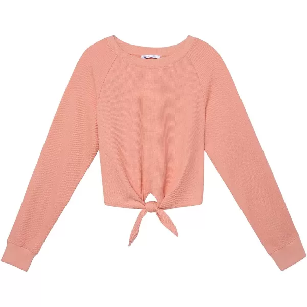 imageCUPSHE Womens Pull Over Long Sleeve Round Neck Sweatshirt Crop Knot Hem TopsPink