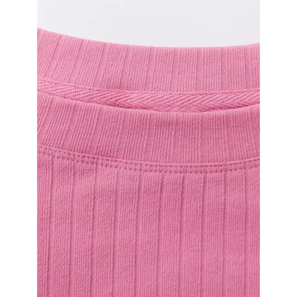 imageCUPSHE Womens Pull Over Long Sleeve Round Neck Sweatshirt Crop Knot Hem TopsPink2