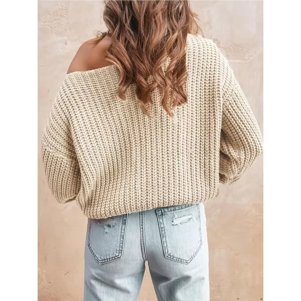 imageCUPSHE Womens Pullover Sweater Mock Neck One Shoulder Long Sleeve Causal Top JumperBeige