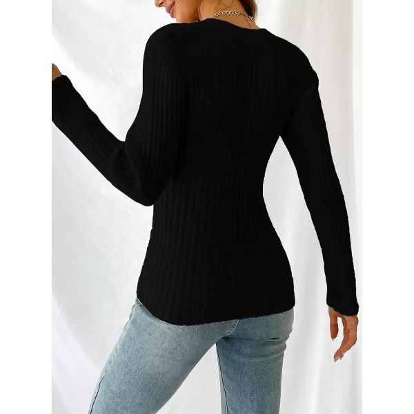 imageCUPSHE Womens Pullover Sweater Solid Casual Knit Surplice Wrap Long Sleeve Fall Winter Jumper TopsBlack