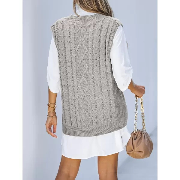imageCUPSHE Womens Pullover Sweater Vest Fall Winter V Neck Casual Sleeveless Knit SweaterGray