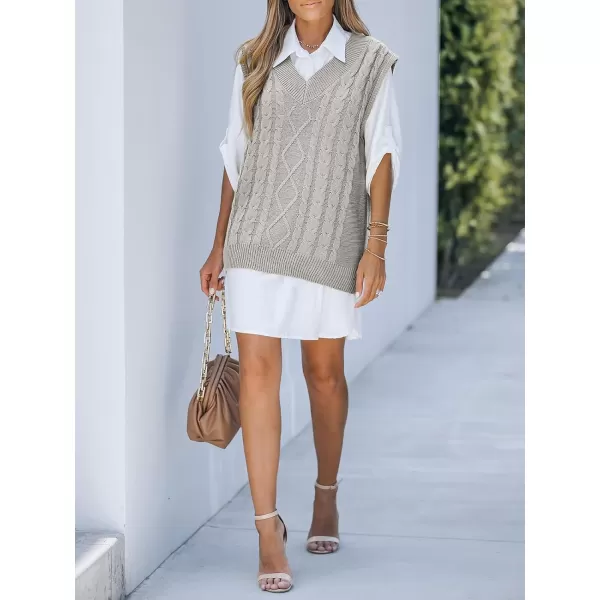 imageCUPSHE Womens Pullover Sweater Vest Fall Winter V Neck Casual Sleeveless Knit SweaterGray